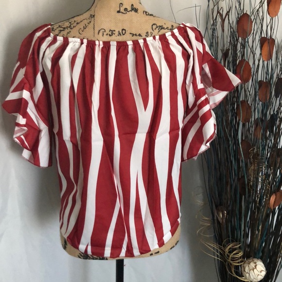 SOLD Striped Knot Bardot Blouse - Picture 7 of 7